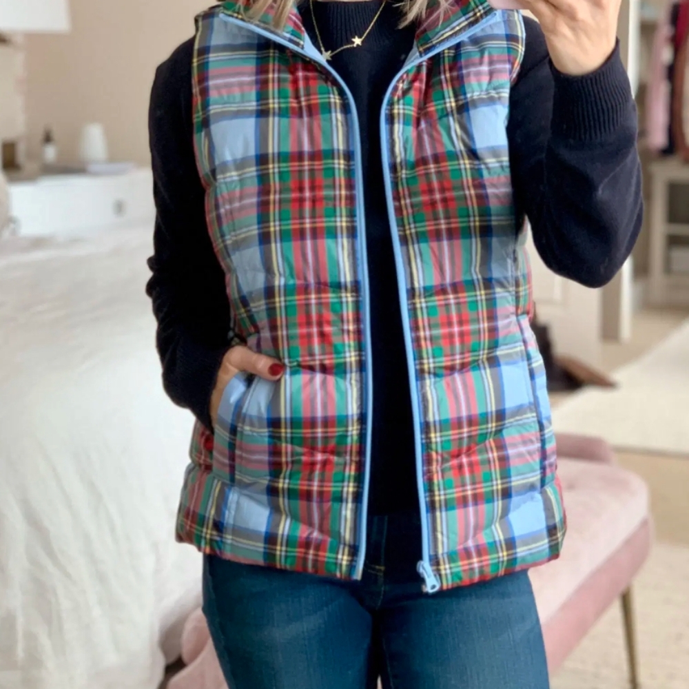 🌿 Land's End Plaid Down Vest